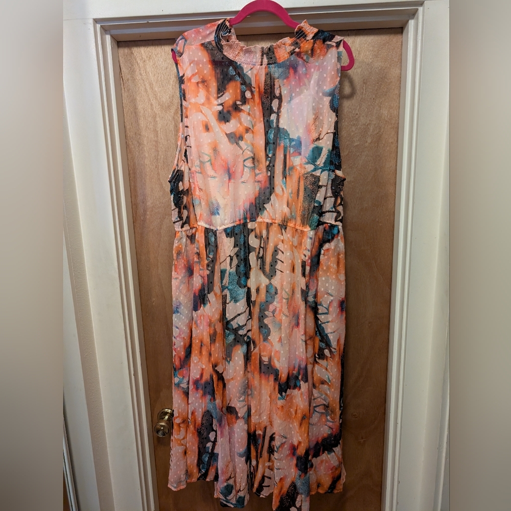 Torrid Abstract Midi Dress - Orange and Black